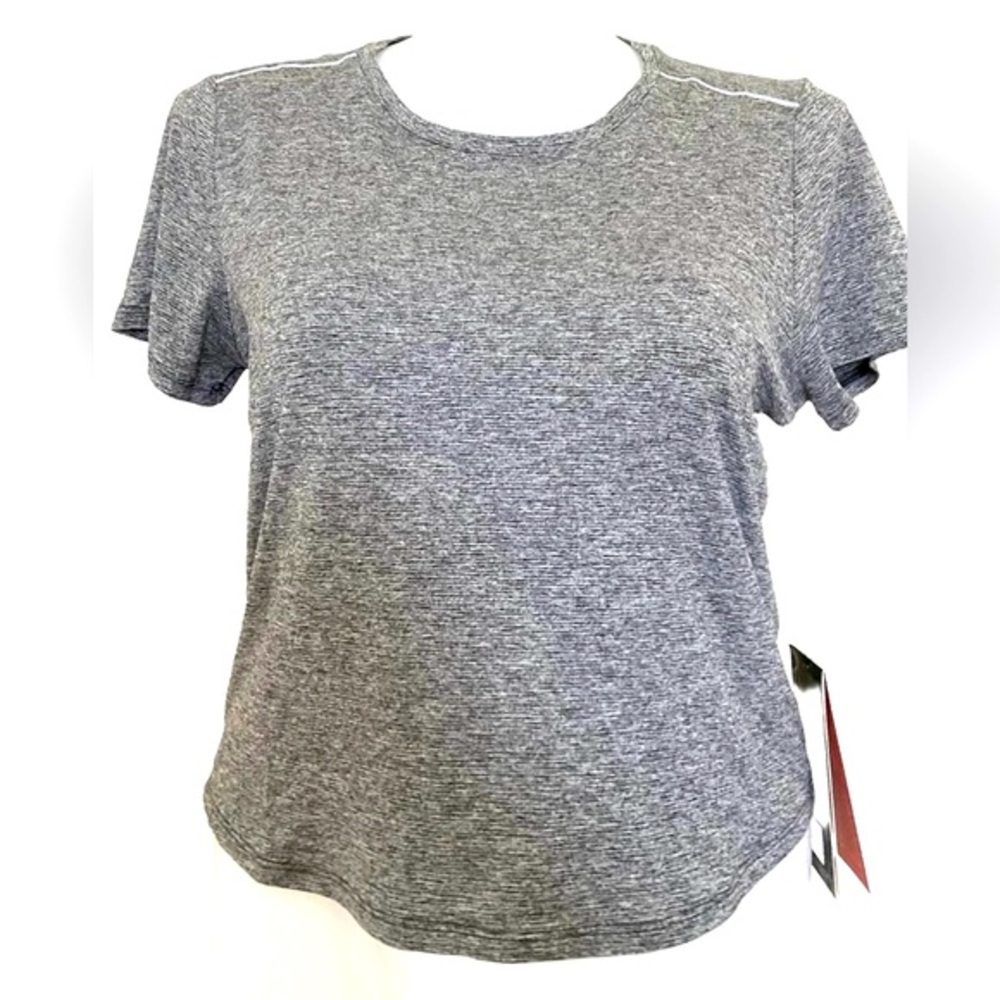 Spyder Active sz M heather grey crew neck short sleeve keyhole back athletic top